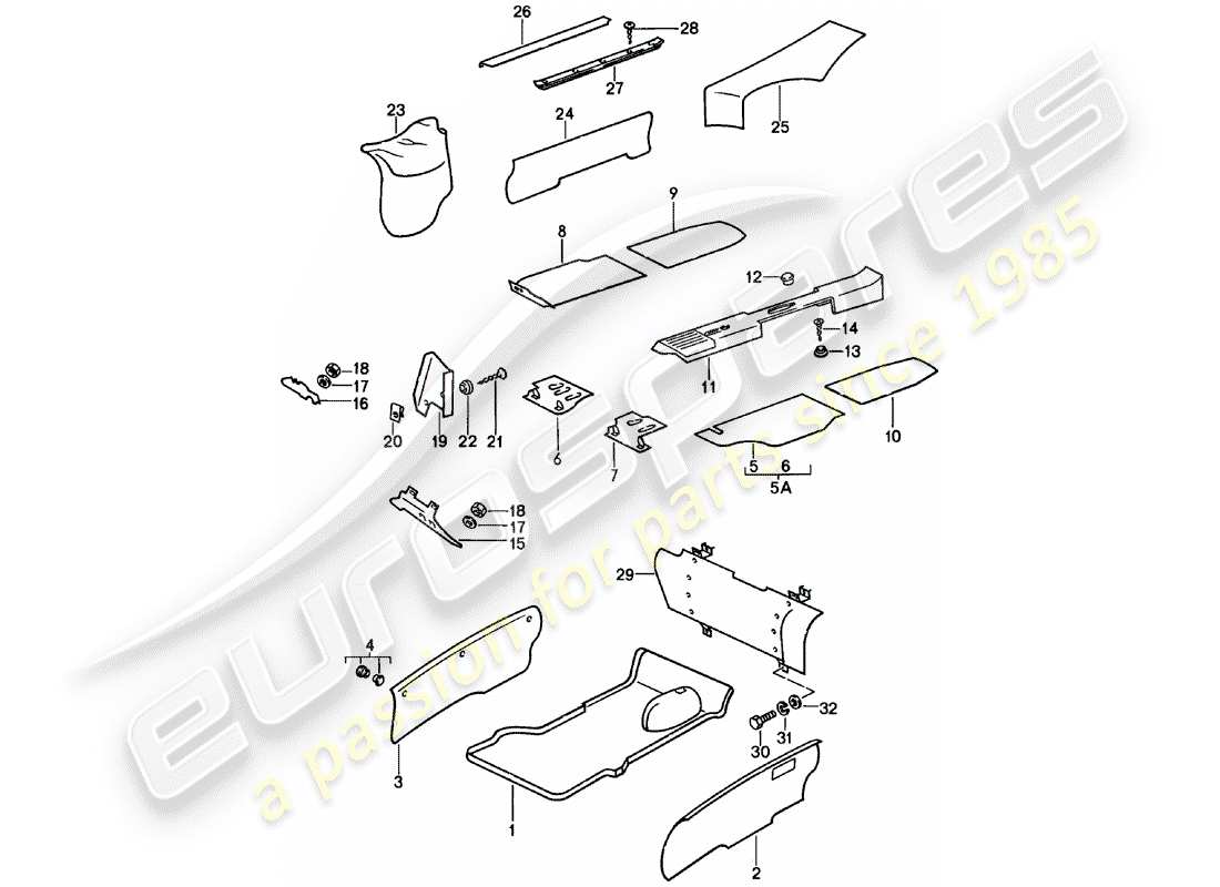 porsche 1981 (911) attrezzature interne diagramma delle parti
