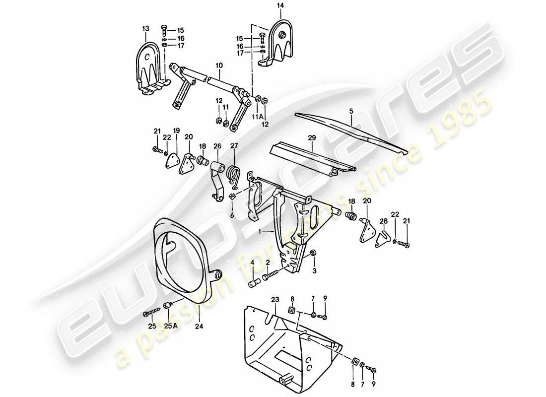 porsche 1979 (924) faro pop-up diagramma delle parti
