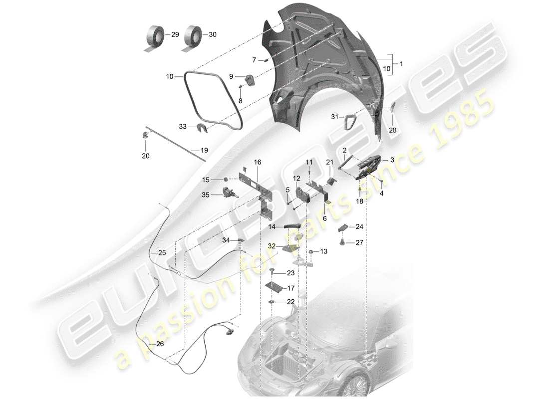 porsche 2015 (918 spyder) copertina diagramma delle parti