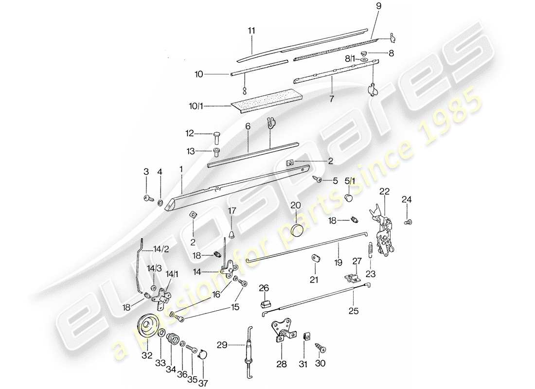 porsche 1977 (911) parti di installazione - per - schema delle parti della porta
