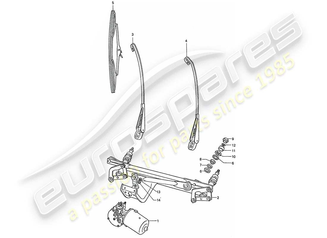 porsche 1977 (911) sistema tergicristallo schema delle parti