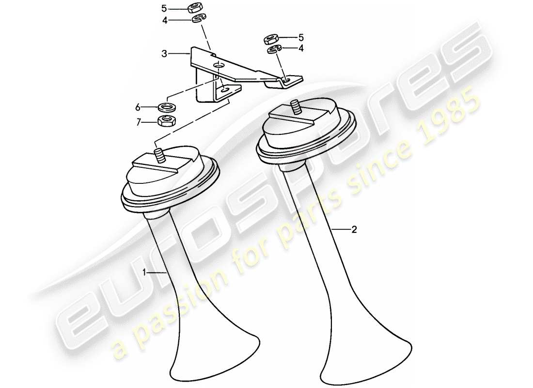 porsche 1987 (911) corno diagramma delle parti