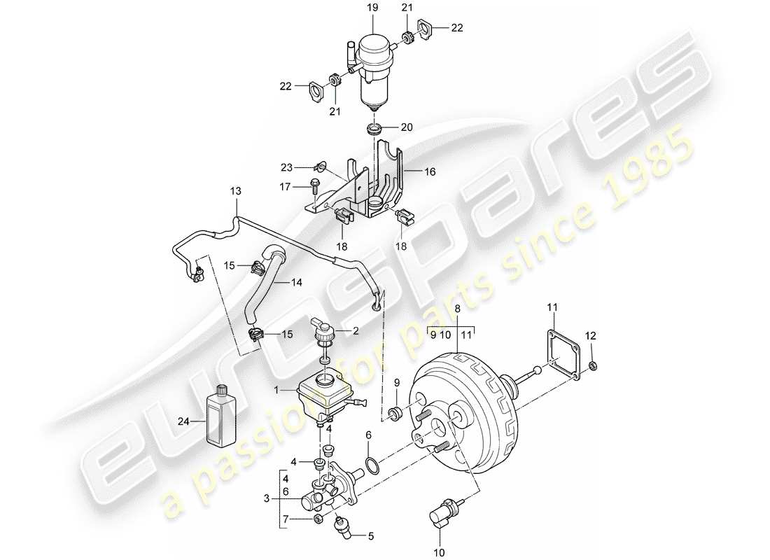 porsche 2004 (cayenne e1 9pa) cilindro maestro del freno schema delle parti