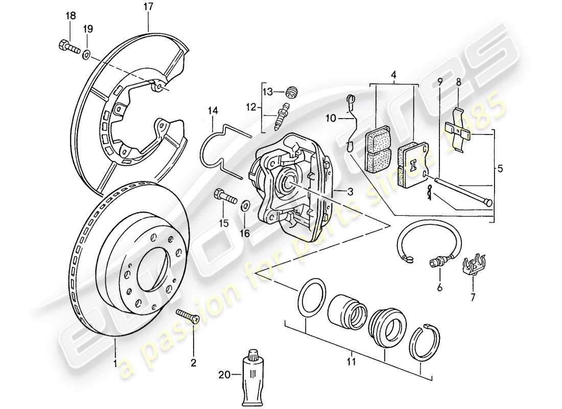 porsche 1990 (944) freni a disco - assale posteriore - d >> - mj 1989 schema delle parti