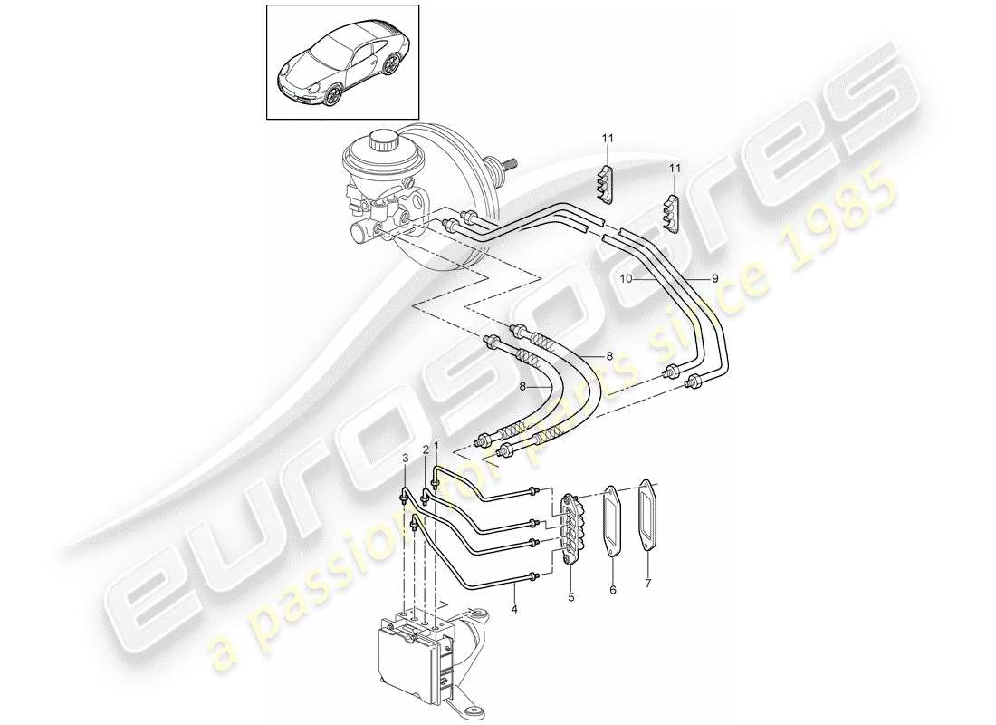 porsche 2012 (997-2) linee dei freni diagramma delle parti