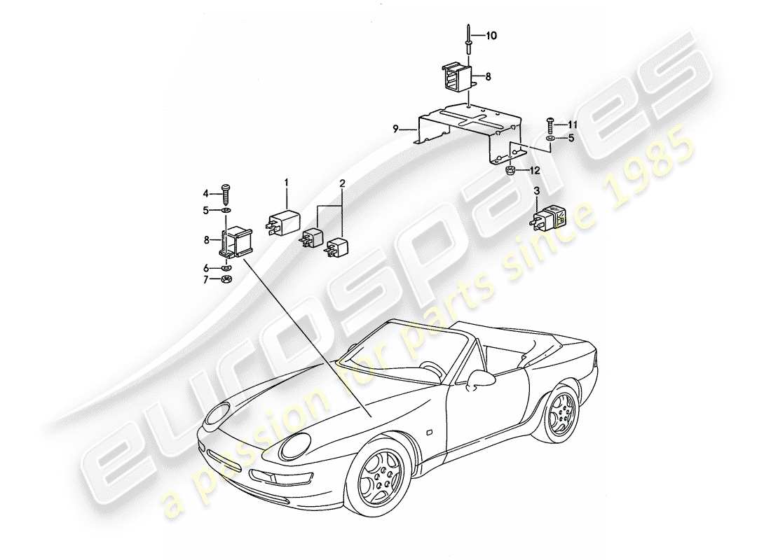 porsche 1995 (968) relè - per - comando capote diagramma delle parti