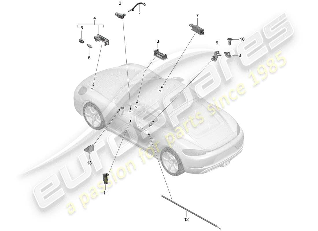porsche 2018 (718 cayman) illuminazione interna diagramma delle parti