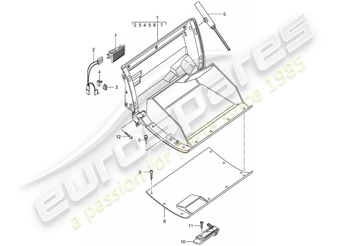 porsche 2000 (996) scatola portaoggetti - d - mj 2002>> schema delle parti