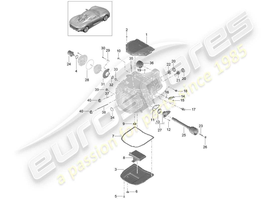 porsche 918 spyder (2015) - pdk - diagramma delle parti
