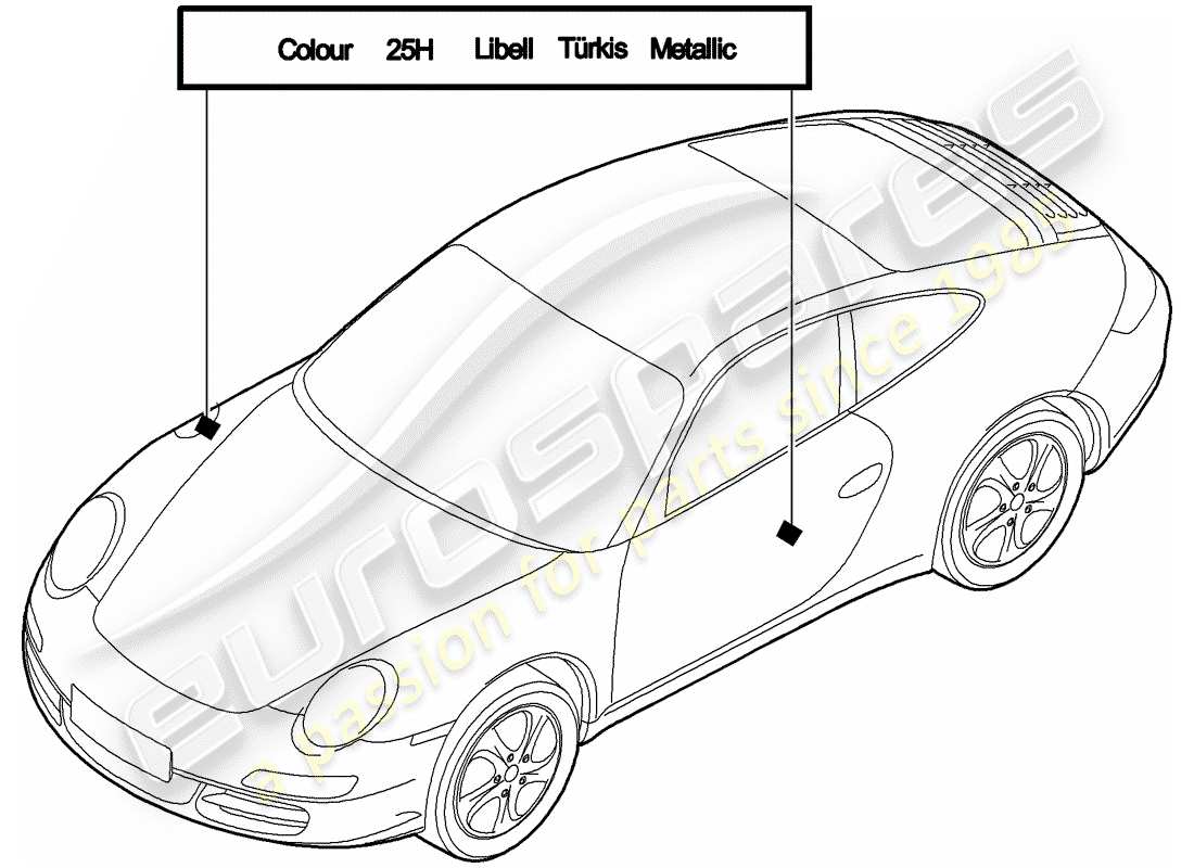 porsche 2011 (997-2) bastoncino per ritocchi di vernice diagramma delle parti