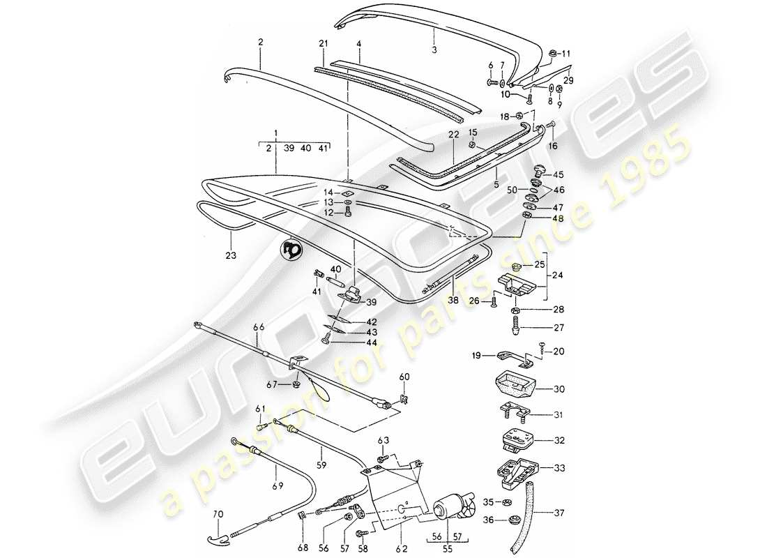 porsche 1994 (968) coperchio baule posteriore - spoiler posteriore diagramma delle parti
