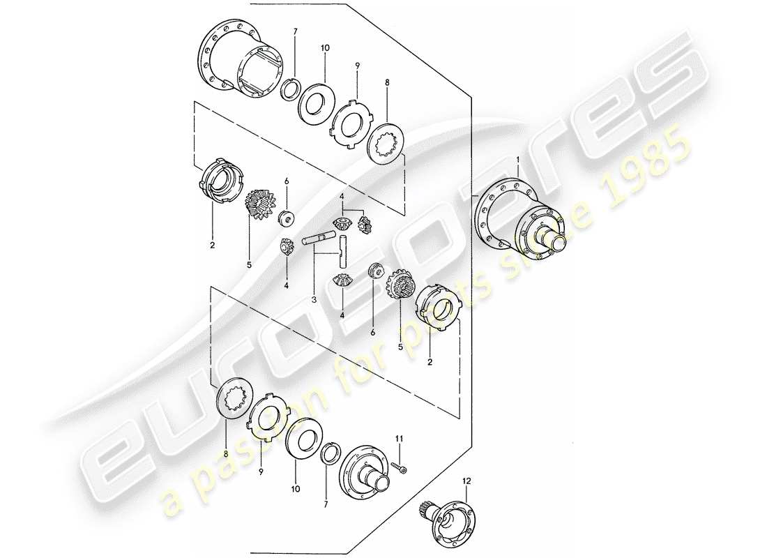 porsche 1990 (944) differenziale a slittamento limitato - per - cambio manuale schema delle parti