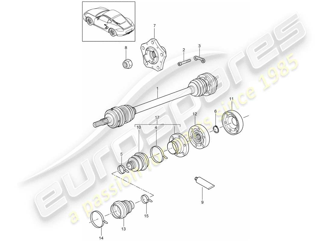 porsche 2009 (987 cayman) albero di trasmissione diagramma delle parti