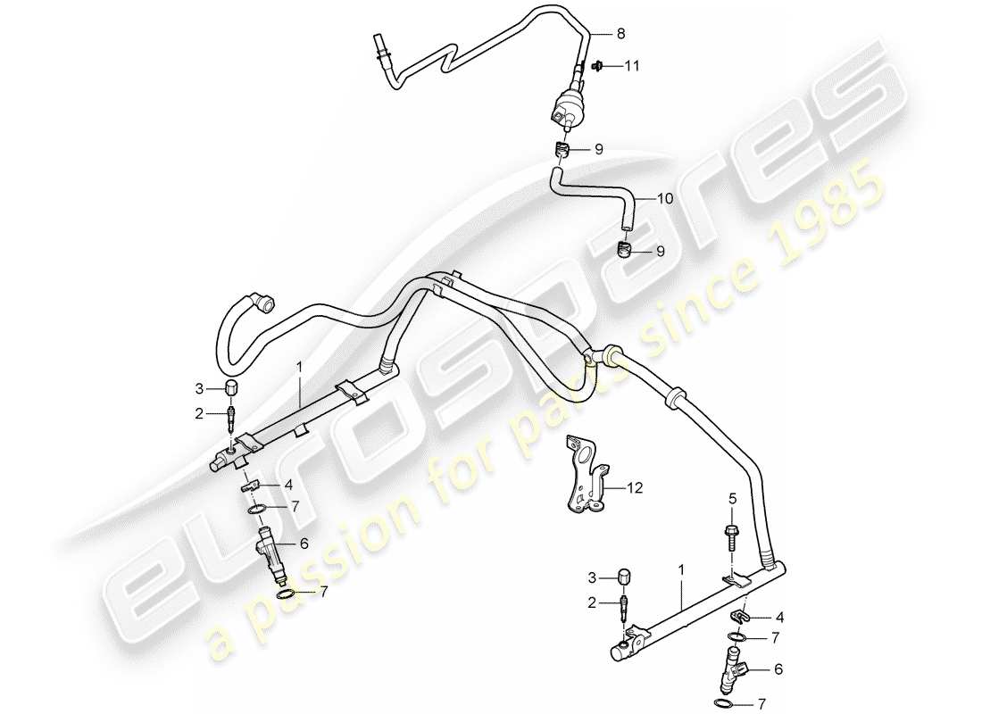 porsche 2007 (987 cayman) tubo di raccolta carburante diagramma delle parti