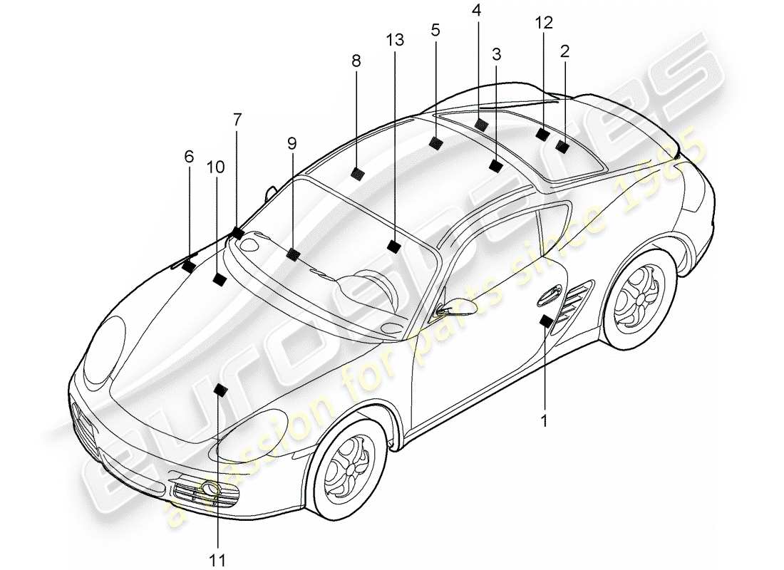 porsche 2012 (987 cayman) segnali/avvisi diagramma delle parti