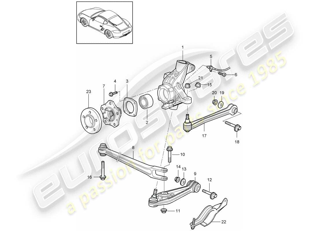 porsche 2012 (987 cayman) asse posteriore diagramma delle parti