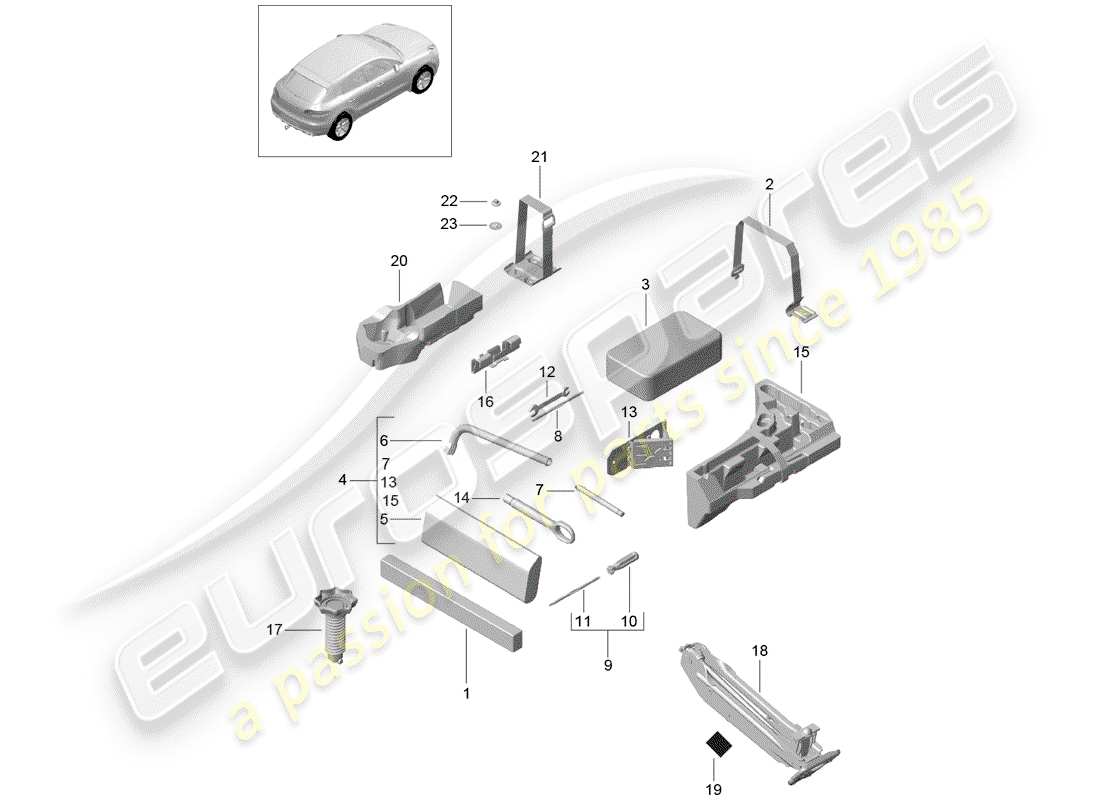porsche 2017 (macan) attrezzo diagramma delle parti