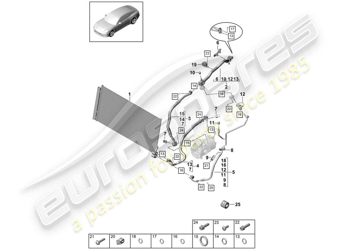 porsche 2017 (panamera 971-1) schema delle parti del circuito frigorifero