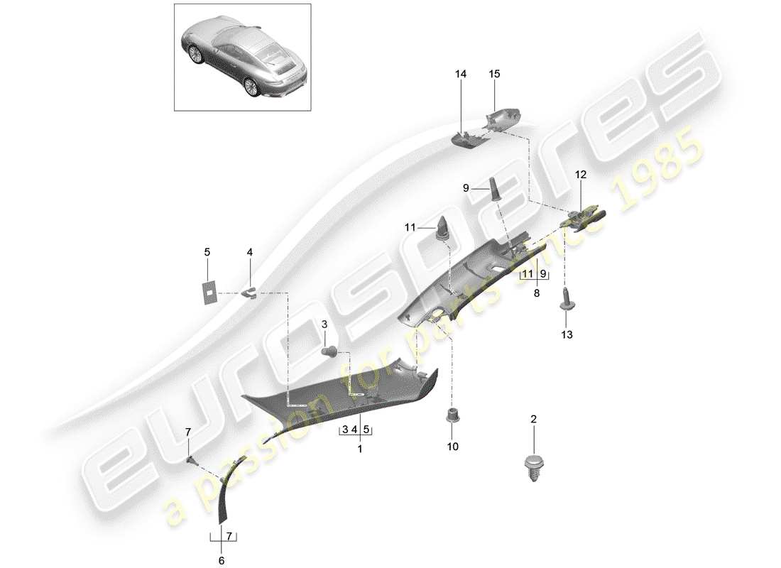 porsche 2017 (991-2) diagramma delle parti del montante a