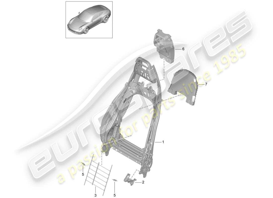 porsche 2012 (991-1) telaio - schienale diagramma delle parti