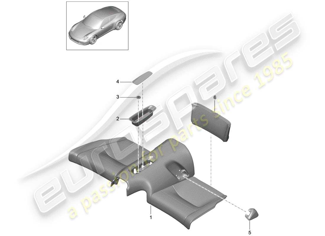 porsche 2013 (991-1) schema delle parti del sedile posteriore