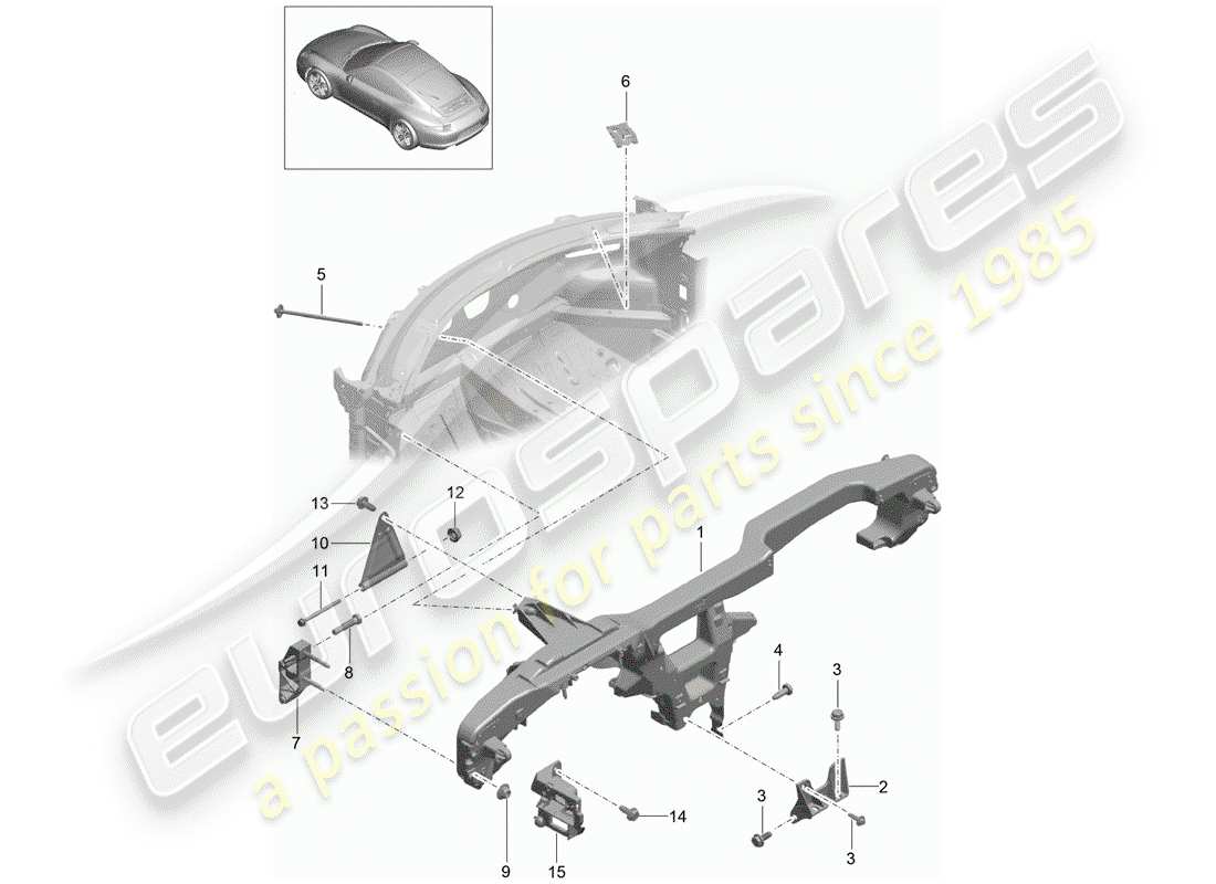 porsche 2012 (991-1) telaio di contenimento diagramma delle parti