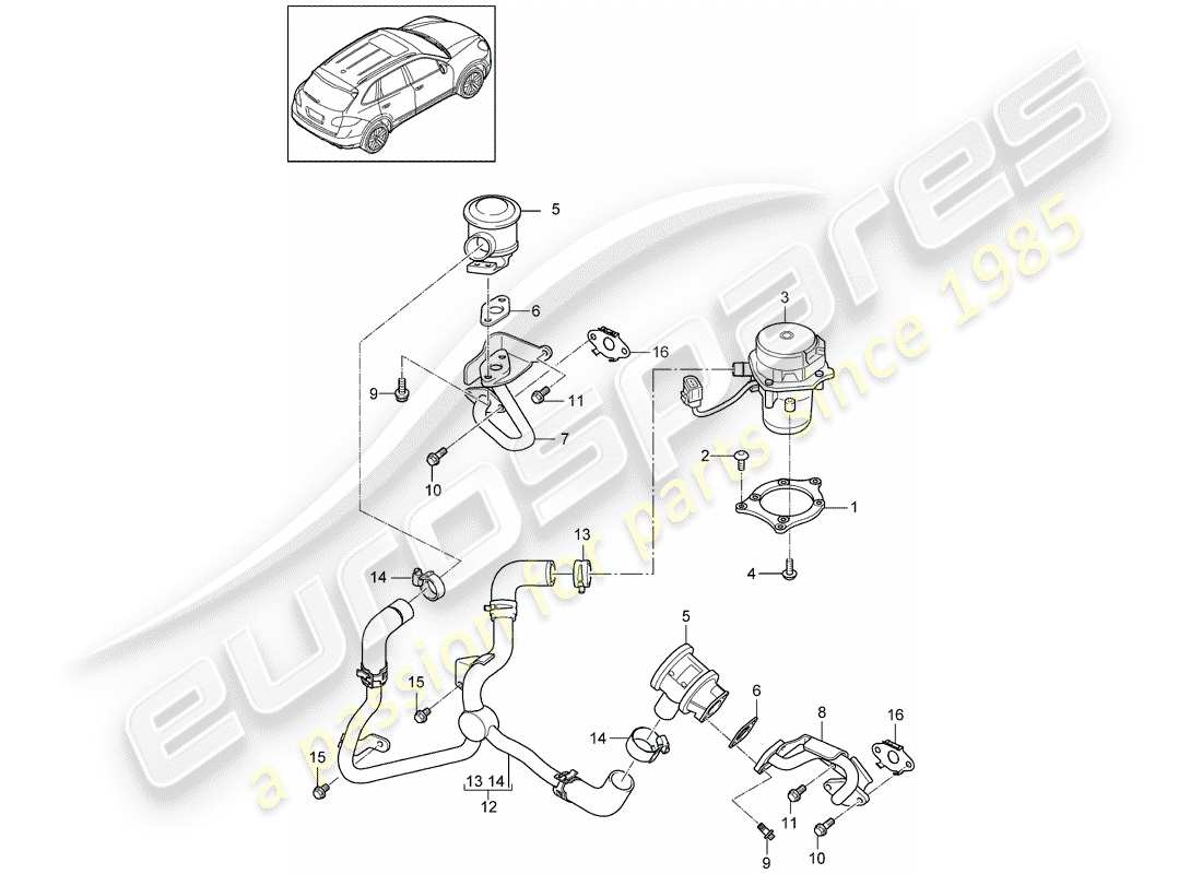 porsche 2018 (cayenne e2 92a) pompa aria secondaria diagramma delle parti