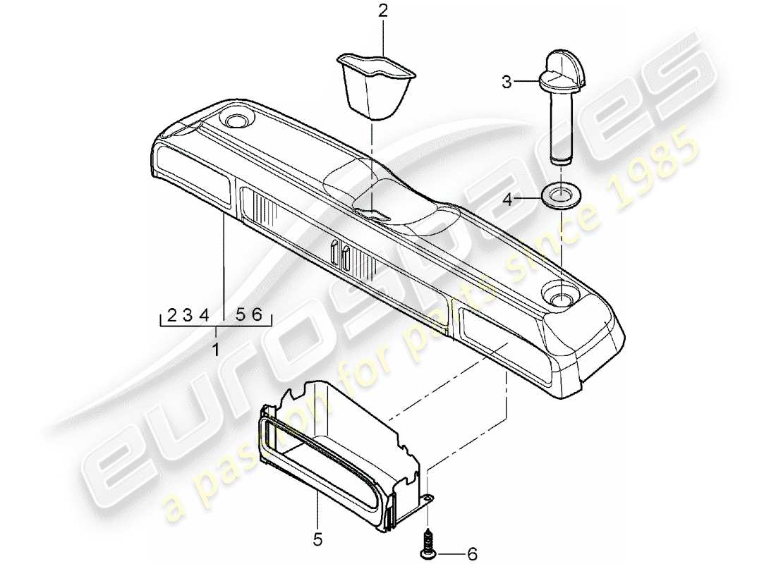 porsche 2005 (987 boxster) scatola di stoccaggio diagramma delle parti