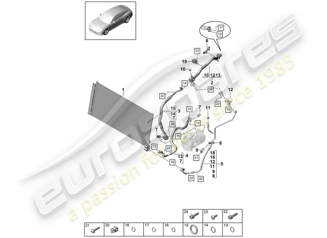 porsche 2017 (panamera 971-1) schema delle parti del circuito frigorifero
