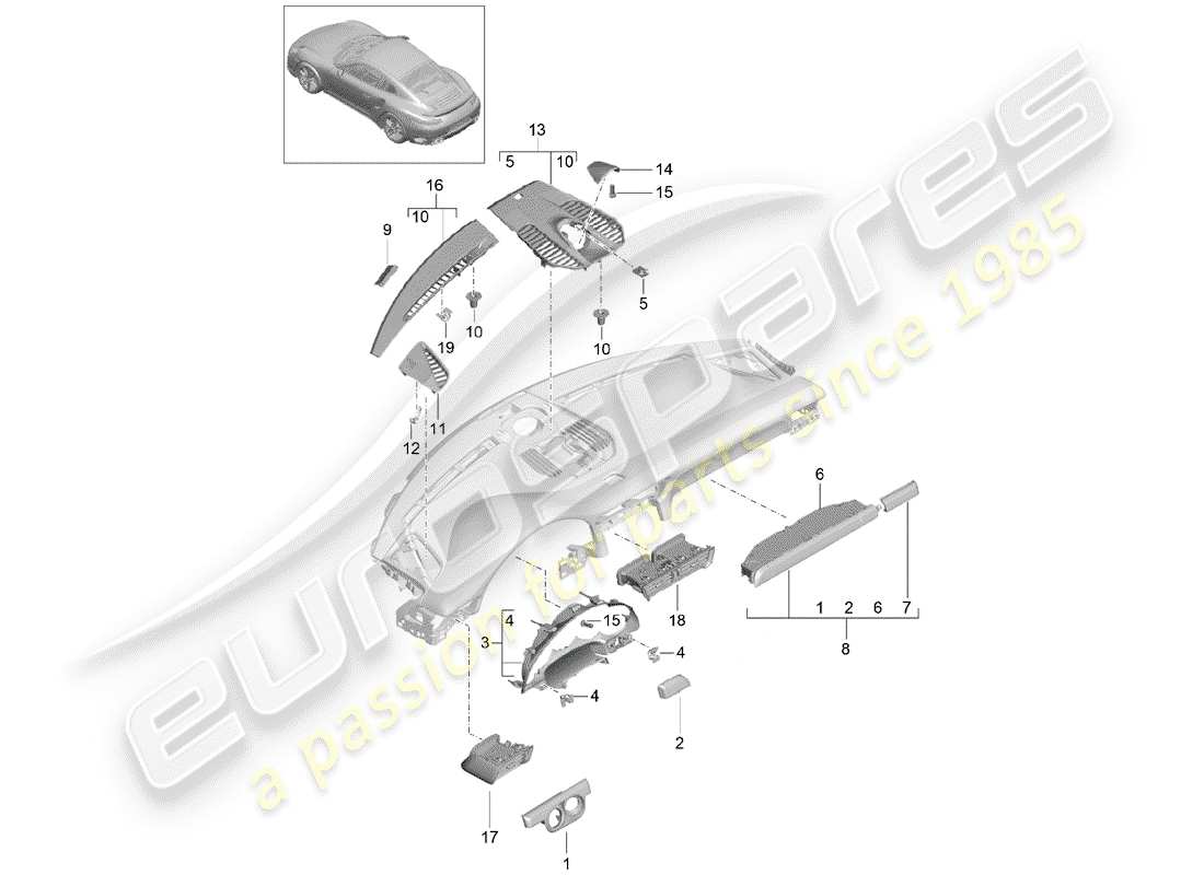 porsche 2016 (991-1 turbo) accessori schema delle parti
