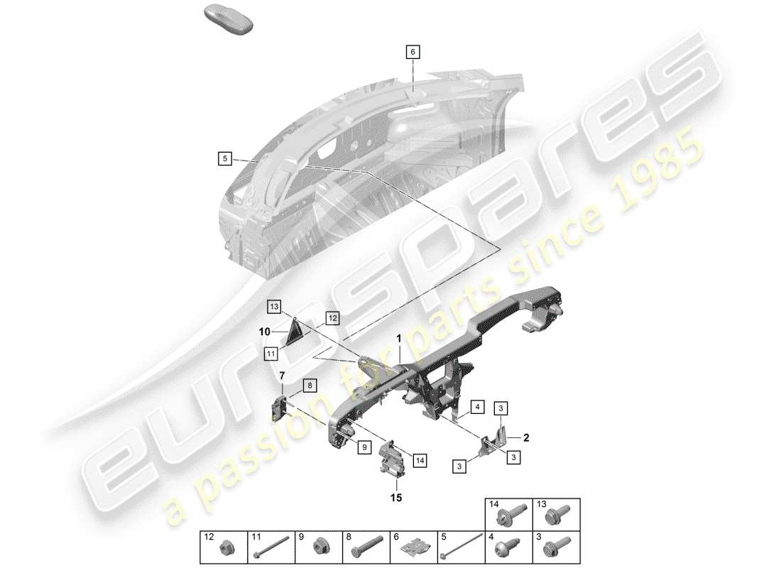 porsche 2019 (718 boxster spyder) schema delle parti del telaio di tenuta