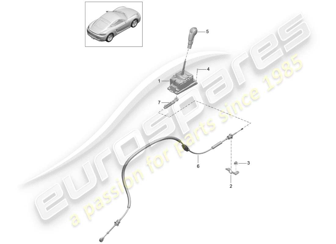 porsche 2017 (718 cayman) leva selettrice diagramma delle parti