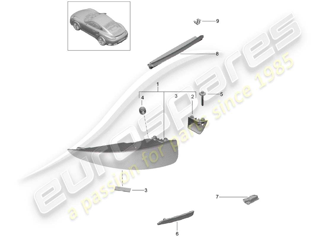 porsche 2017 (991-2 turbo) luce posteriore diagramma delle parti