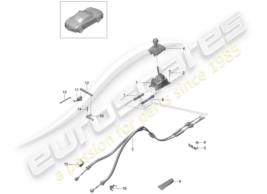 porsche 2016 (981 boxster) controllo della trasmissione diagramma delle parti