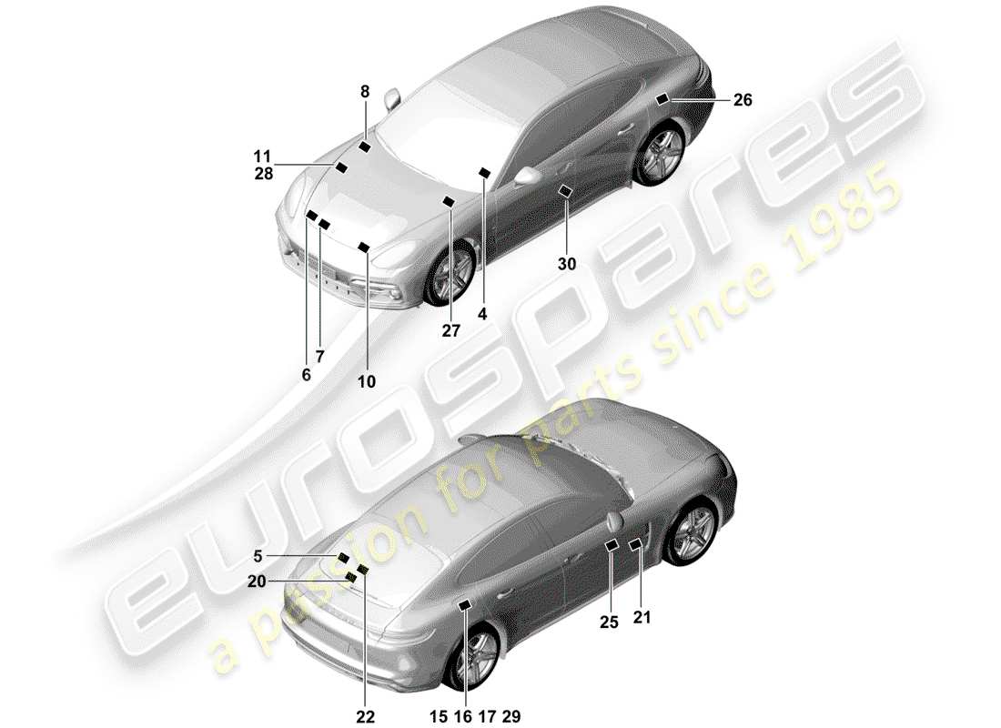 porsche 2017 (panamera 971-1) segnali/avvisi diagramma delle parti