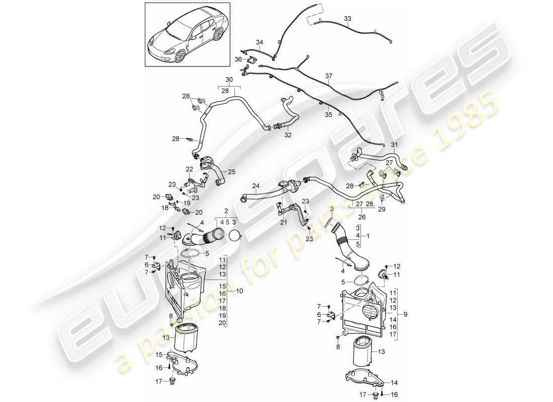 porsche 2011 (panamera 970) appendice diagramma delle parti