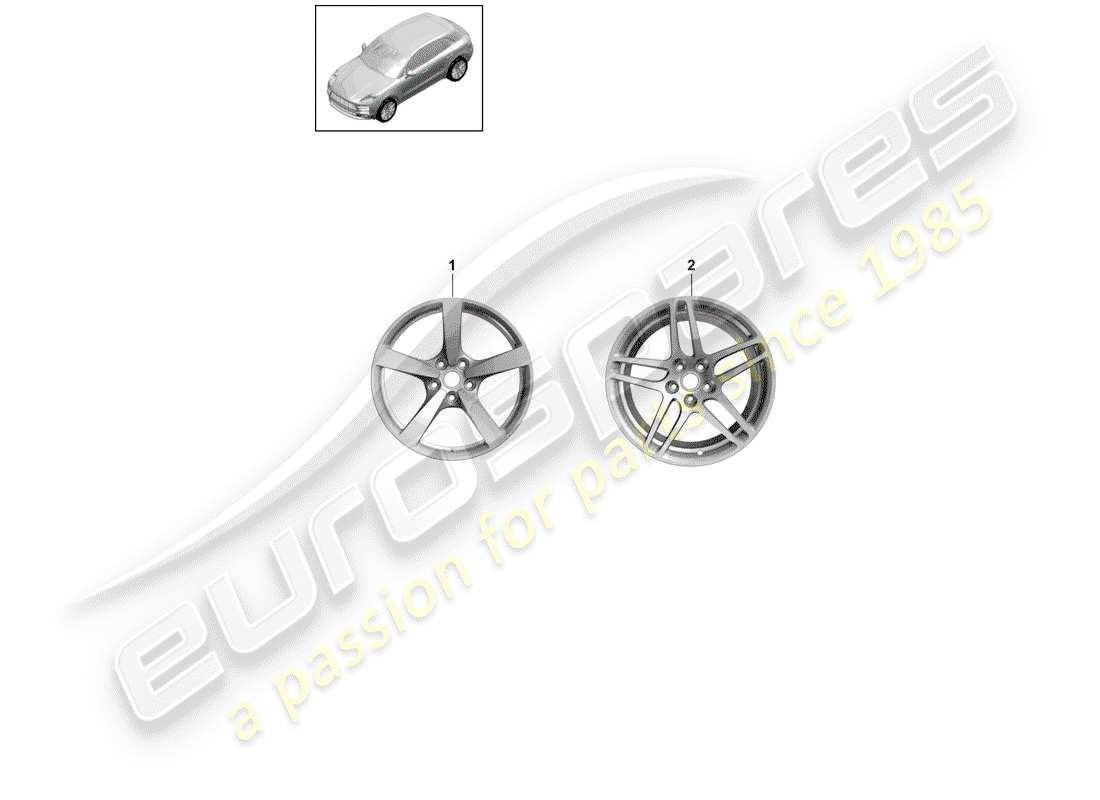 porsche 2019 (macan) cerchio in lega diagramma delle parti