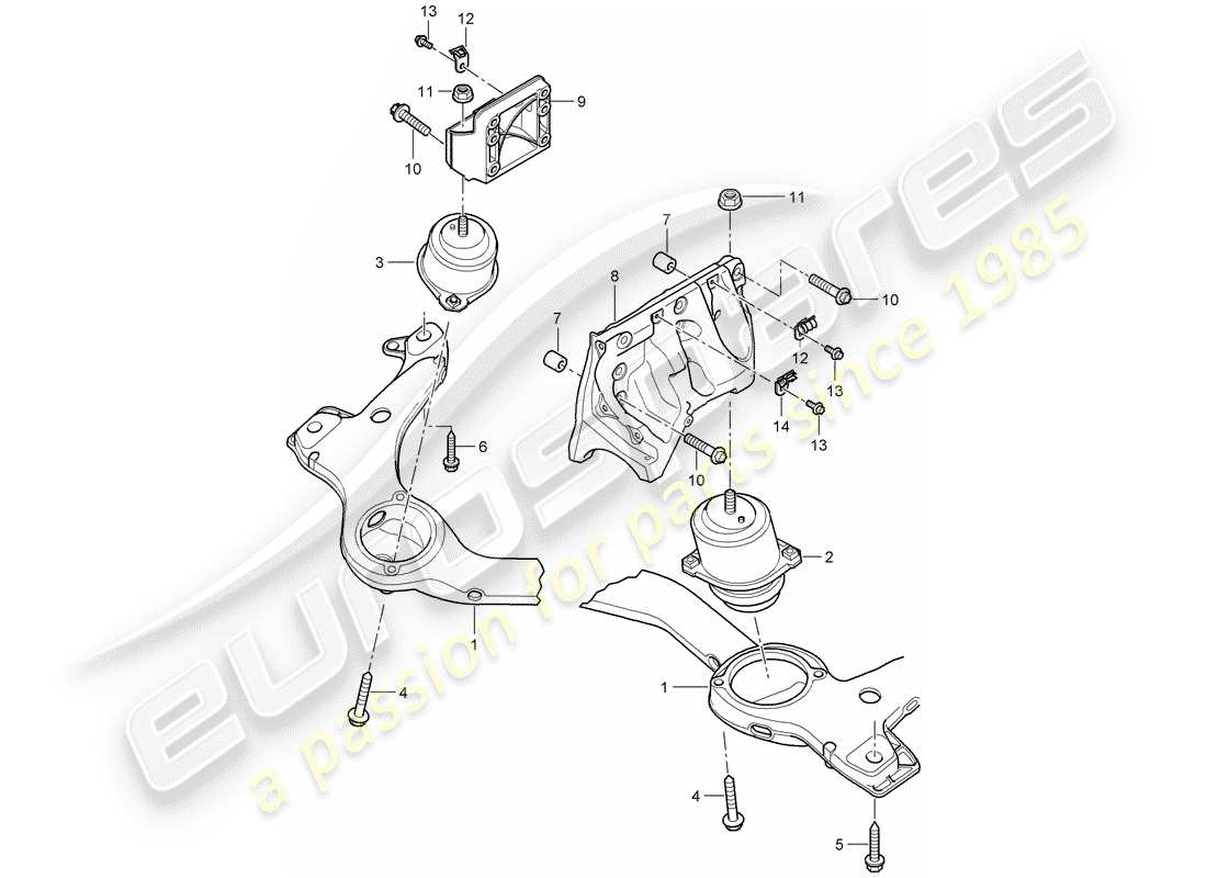 porsche 2008 (cayenne e1 9pa) paranco di sollevamento del motore diagramma delle parti