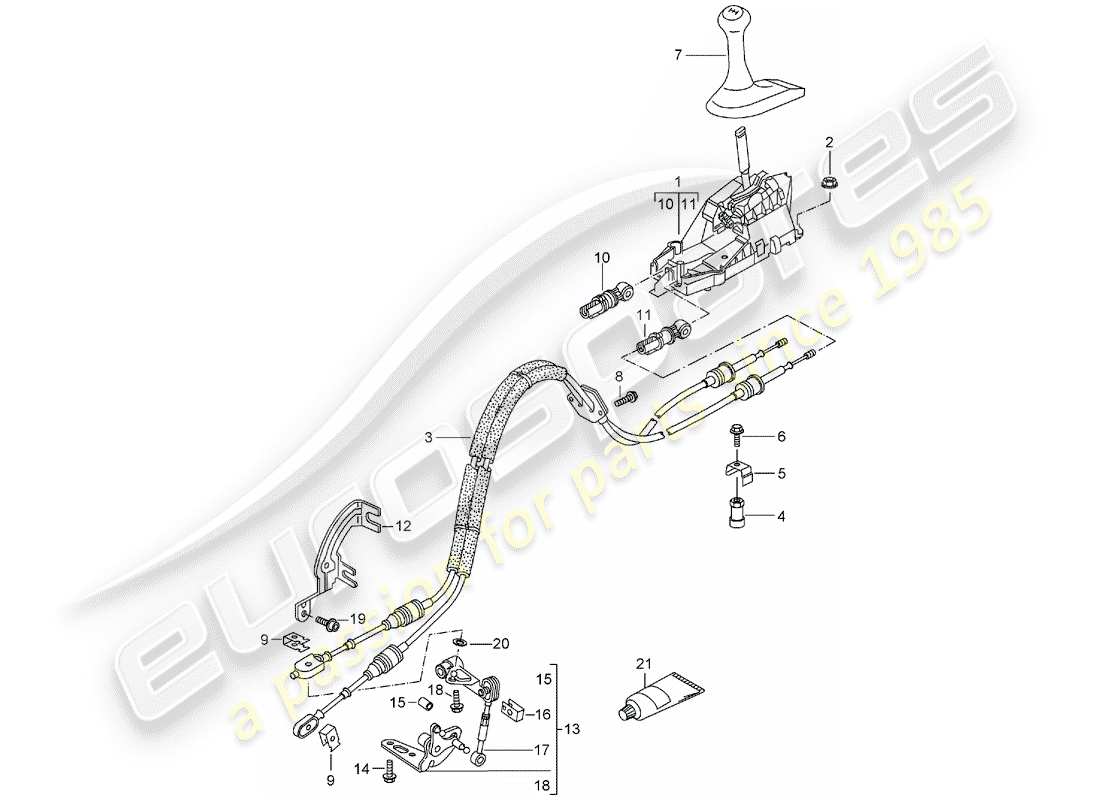 porsche 2000 (986 boxster) meccanismo del cambio - cambio manuale diagramma delle parti