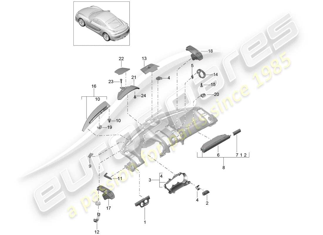 porsche 2016 (981 cayman gt4) accessori schema delle parti