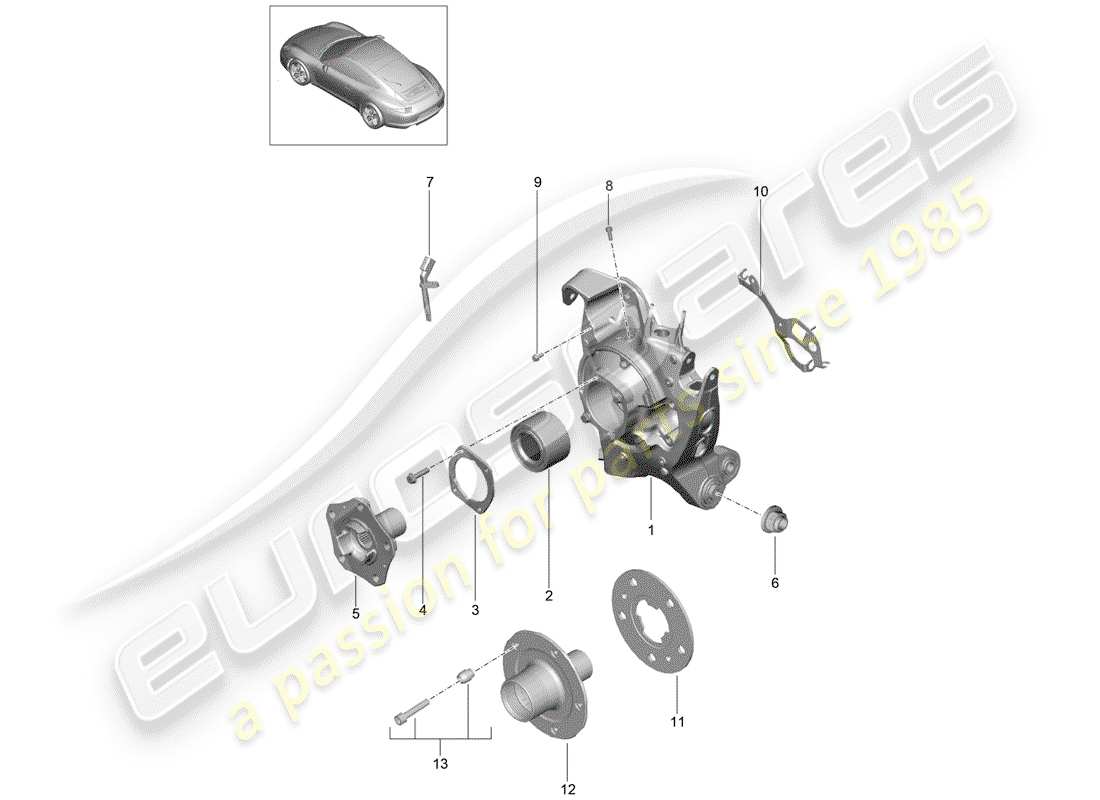 porsche 2012 (991-1) asse posteriore diagramma delle parti