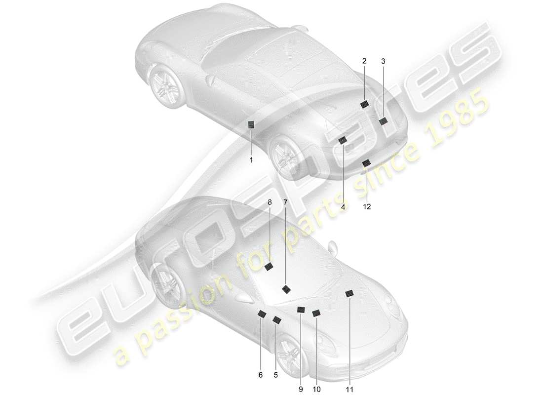 porsche 2012 (991-1) segnali/avvisi diagramma delle parti
