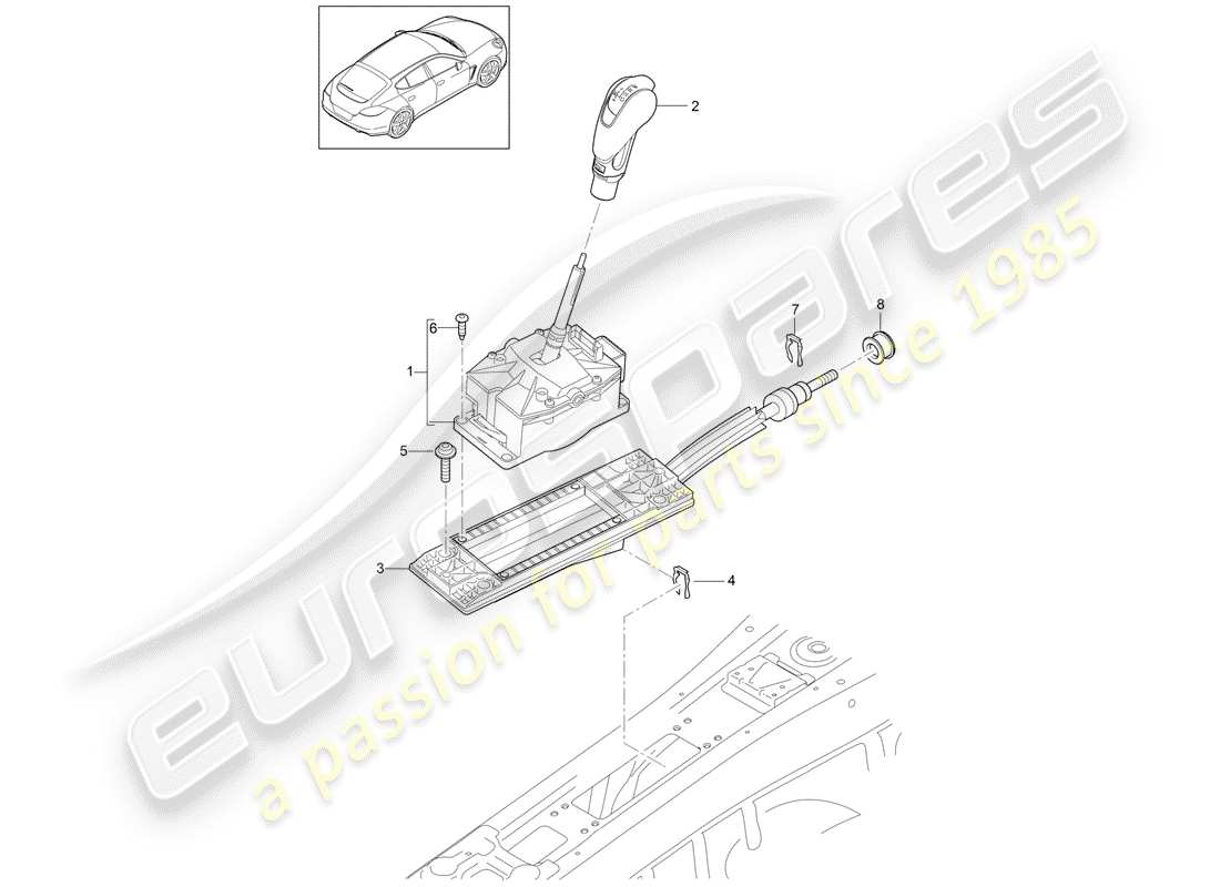 porsche 2010 (panamera 970) leva selettrice diagramma delle parti
