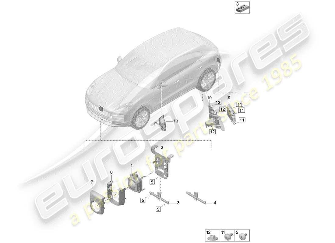 porsche 2019 (macan) sistema di assistenza alla guida diagramma delle parti