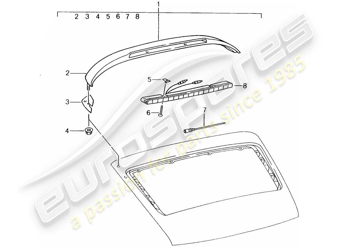 porsche 2012 (tequipment) luce stop aggiuntiva schema delle parti