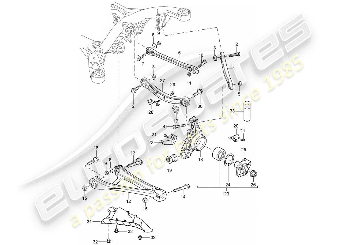 porsche 2007 (cayenne e1 9pa) asse posteriore diagramma delle parti