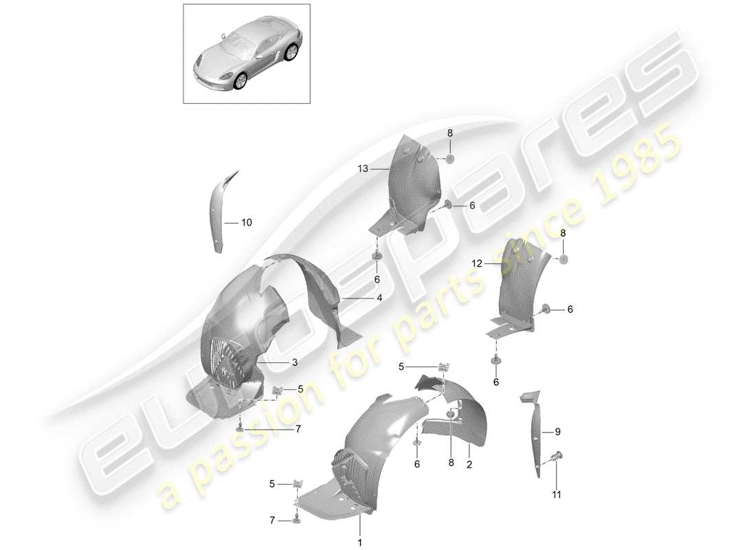 porsche 2017 (718 cayman) finiture diagramma delle parti