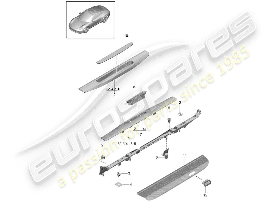 porsche 2015 (991-1) liner diagramma delle parti