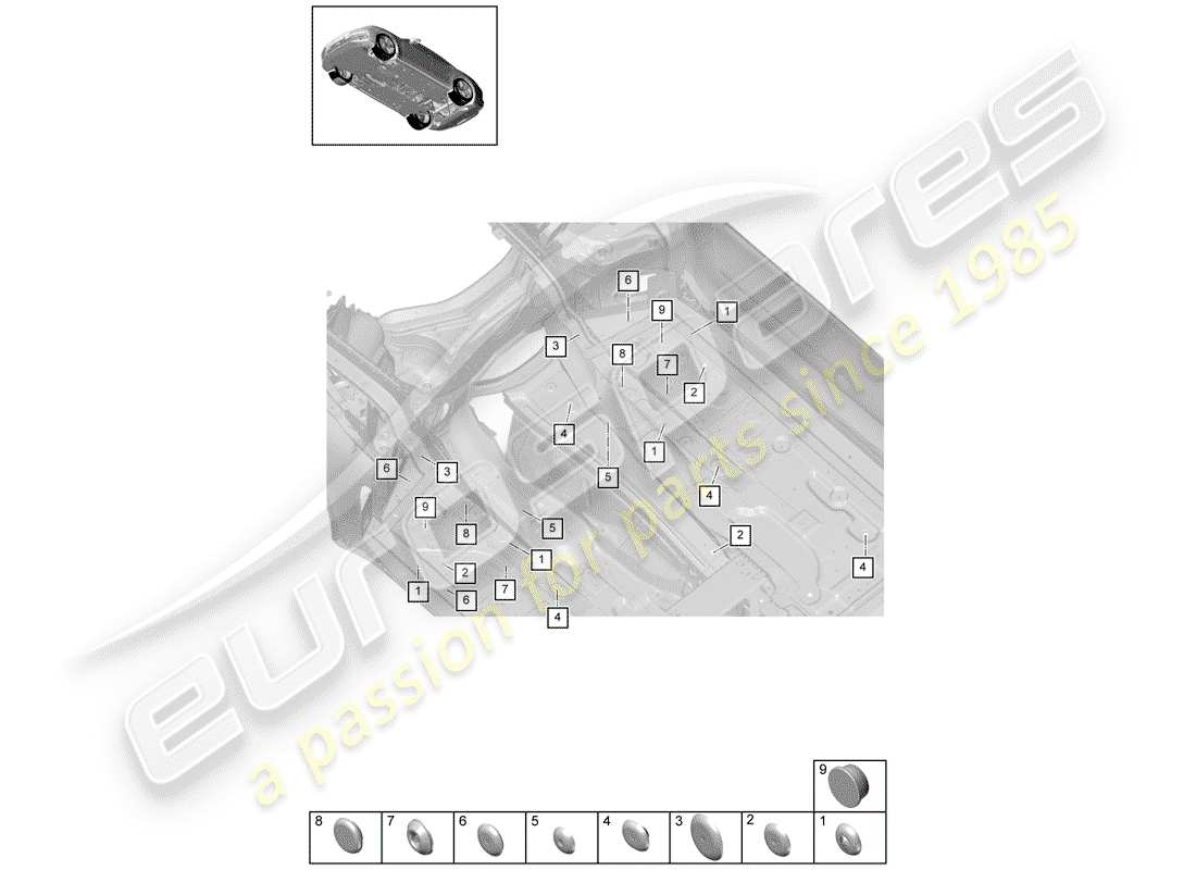porsche 2019 (panamera 971-1) tappo diagramma delle parti