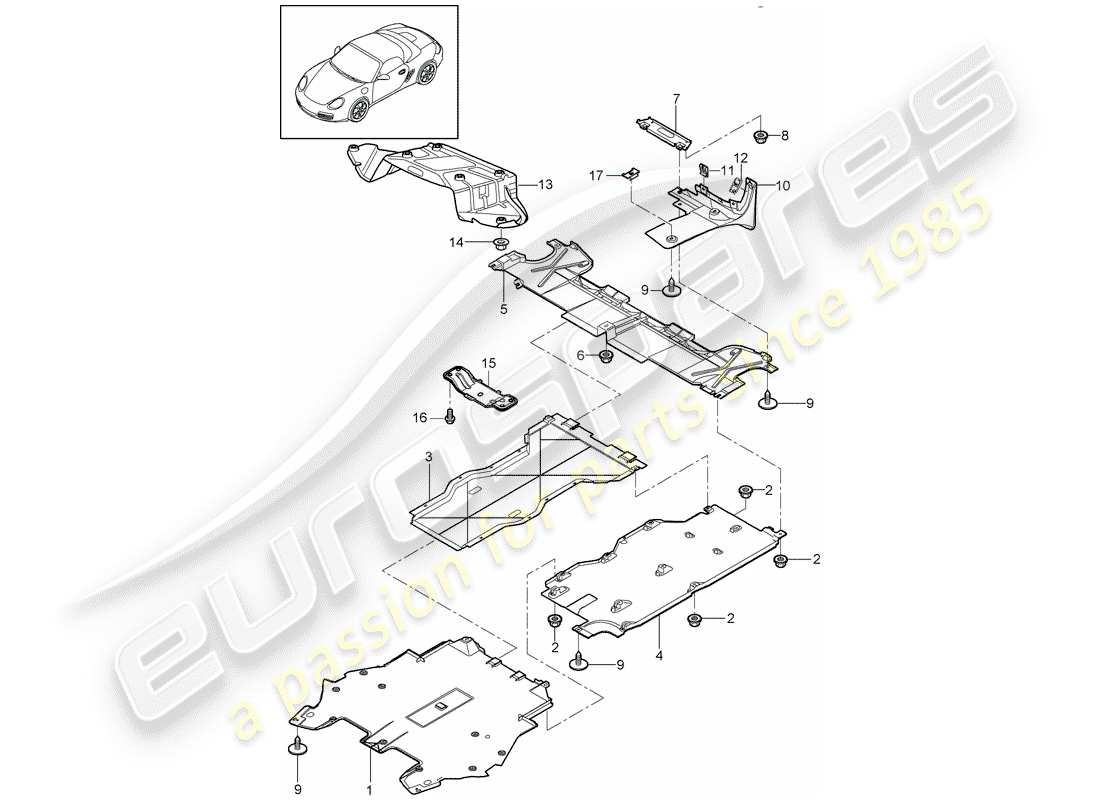 porsche 2012 (987 boxster) finiture diagramma delle parti